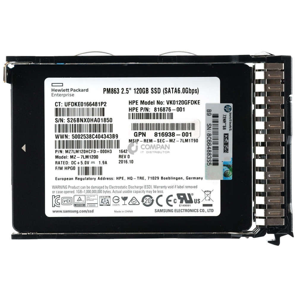 817061-001 HP SSD 120GB SATA 6G 2.5" SFF HOT-SWAP
